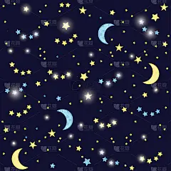 Night sky background with moon and stars. Vector s