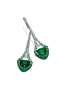 Eiffel Tower Emerald Cabochon Earrings. Emerald half moon cabaochons weighing a total of 13.12 cts, accented with 2 half moon diamonds and microset with 551 diamonds. Learn more at our website or visit us at the Martin Katz Boutique in Beverly Hills. #mar