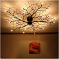 美式乡村个性创意树枝灯宜家卧室客厅餐厅铁艺树枝装饰吸顶灯-淘宝网
