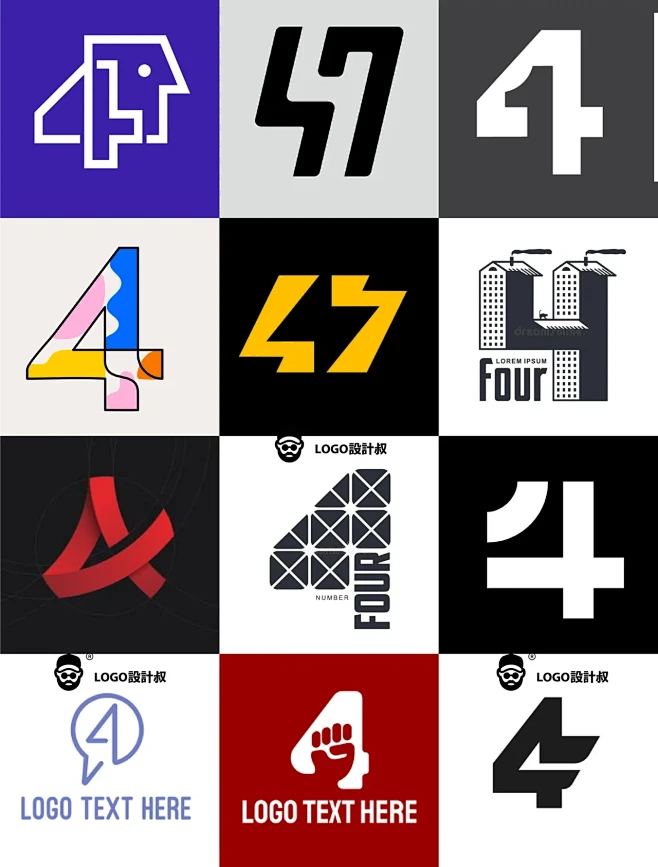 灵感采集4️⃣99个数字4元素图形logo设计分享-花瓣网