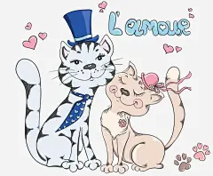 2只小猫高清素材 公主 爱心 绅士 英文 馋猫 免抠png 设计图片 免费下载