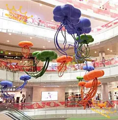 秋季美陈 大型商场酒店购物中心中庭装饰4S店售楼部中空水母吊饰