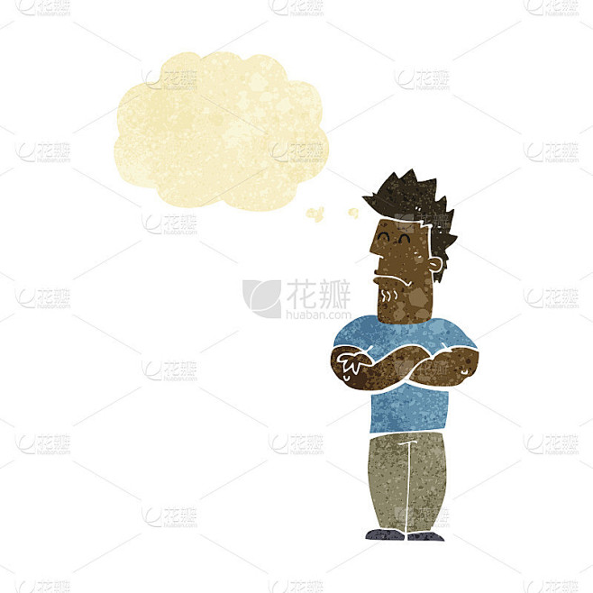 卡通生闷气的人与思想泡沫