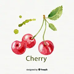 CHEERY手绘卡通樱桃车厘子水果插画元素 壁纸AI矢量LOGO图案素材 (94)