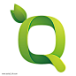 绿色环保叶子字母字体Q