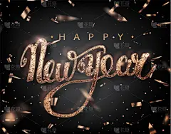 贺卡,新年前夕,绘画插图,文字,五彩纸屑,金色,矢量,书法,淡红葡萄酒,度假