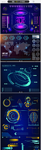 高科技hud素材游戏平视显示器模板hud矢量eps模板图片科技-淘宝网