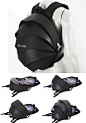 Pangolin Backpack, made of recycled inner tubes, 3 magnetic closures, designed to anatomically complement the contours of the back for comfort. Design inspired by its namesake - the pangolin. Handmade, Fair trade.: 