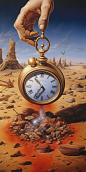 buying time from the Time Master, detailed, surrealism hyperrealism