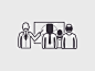 Asesorías a familias emprendedoras coworking icono illustration flat linear icon