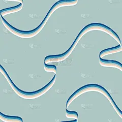 重复矢量图案与流动丝带在蓝色的背景。简单轻松的波浪墙纸设计。装饰时尚纺织。