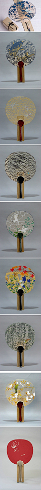 纸品设计京都的传统手工团扇 。