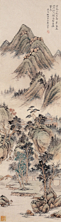 曠世佳人陸小曼作品   青绿山水
陆小曼（1903年－1965年），近代女画家，江苏武进人。1915年就读法国圣心学堂，她18岁就精通英文和法文。她是个画家，她擅长戏剧，曾与徐志摩合作创作《卞昆冈》五幕话剧。她谙昆曲，也能演皮黄，写得一手好文章，有深厚的古文功底和扎实的文字修饰能力。
刘海粟这样评价说：陆小曼的旧诗清新俏丽；文章蕴藉婉约；绘画颇见宋人院本的常规，是一代才女，旷世佳人