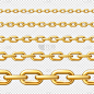 现实的镀金无缝金属链与金色的链接在方格背景。矢量图