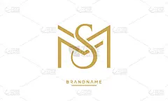 MS或SM字母抽象图标标识向量