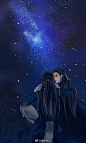 #剧版镇魂##巍澜# 爆手速又画了张看星星（我们巍巍眼中只有澜澜没有星星） ​      绘师：@墨水拌土