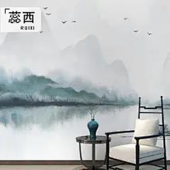 风景墙纸书房客厅电视背景墙壁纸无纺布壁画