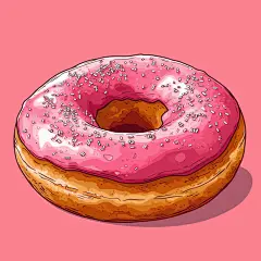粉色糖霜甜甜圈插画艺术作品