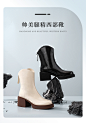 星期六西部靴2022秋冬新款气质通勤纯色时装靴厚底短靴MD24116D07-tmall.com天猫
