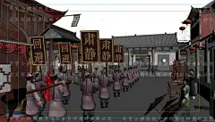 古代古建筑古城唐代长安街巷衙门官府集市商贩街道3Dmax模型 - 3d场景素材 - 游戏3d模型素材网 - www.cgmoxin.com