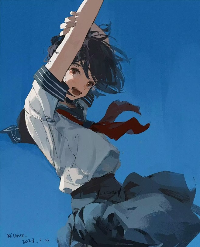 侧身少女