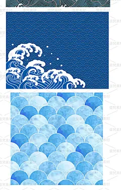 日式和风浮世绘海浪复古背景底纹元素eps矢量设计素材-淘宝网