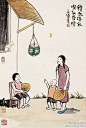 中国书画艺术#漫画#【 丰子恺 作品 】 “种瓜得瓜，喫瓜得灯。”