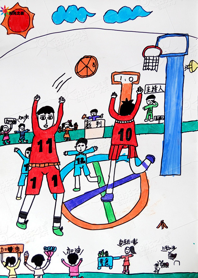 篮球比赛画画图片