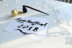 贺卡,墨水,新年前夕,黑色,纸,绘画插图,褐色,调色板,水平画幅,消息