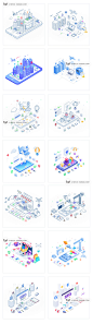 2.5D扁平化等距手机电脑立体插画科技建筑办公UI矢量设计素材S316