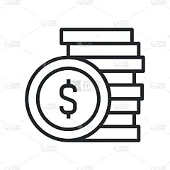 美元硬币图标在线设计风格。财富,投资的迹象。金融的概念。