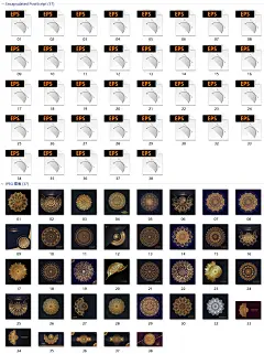 精致金色古典曼陀罗花卉花朵图案纹饰装饰画ai矢量平面设计素材图-淘宝网