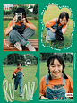 其中可能包括：three photos of a woman taking pictures in the park with her camera, and another photo of herself smiling