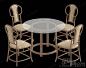 现代创意透明钢化玻璃圆形茶几米色软垫象鼻型靠背休闲椅桌椅组合