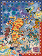 虎，牡丹，燕子apparel Apparel Design art design Fashion  fashion design graphics illuatration pattern tiger
