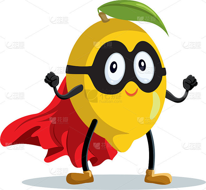 强大的超级英雄柠檬水果矢量卡通人物
