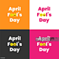 April fool's day text on different colors April stock vector