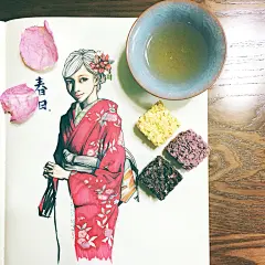 等待春天
点心 茶 花 画.
#插画# #春天# #手绘# #马克笔# #日系# #人物# #时尚插画#