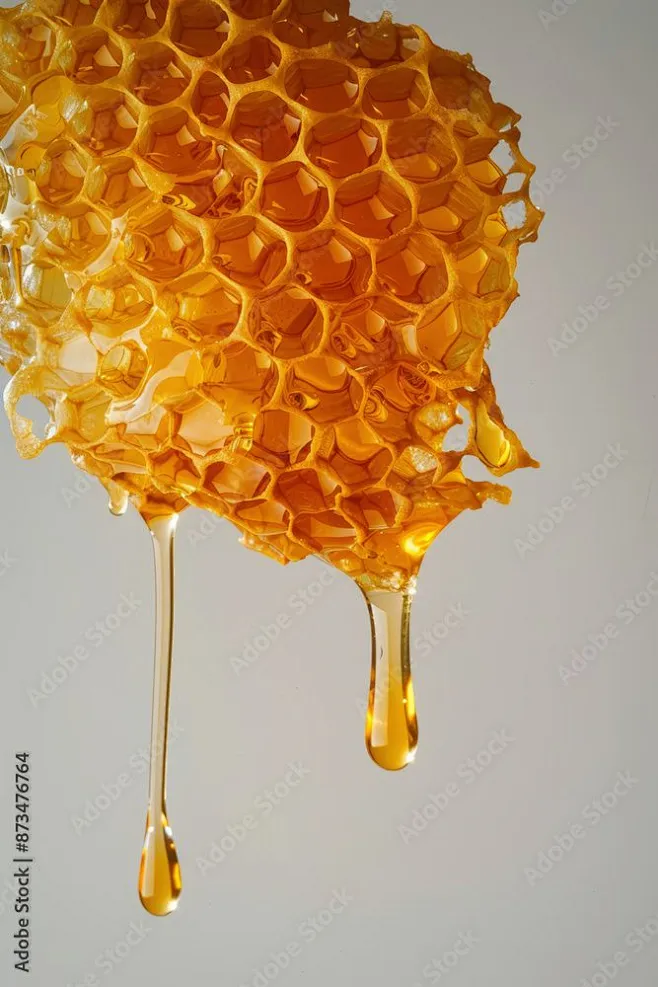 floating honeycomb dripping with honey-花瓣网