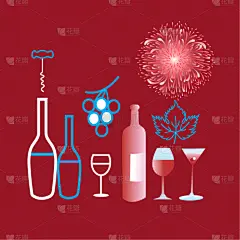 酒瓶,玻璃杯,个性,数码图形,分离着色,轮廓,白昼,含酒精饮料,请柬