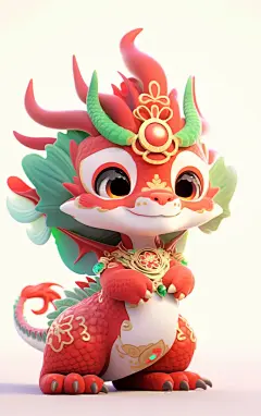 可爱卡通龙宝宝元素素材图AI图