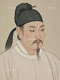 李白工笔画半身像插画高清模板免费下载-趣麦麦图