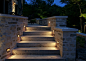 Lovely, soft, symmetrical built in landscape lighting