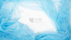 柔和的浅蓝色薄纱与曲线和波孤立在白色背景上。本空间