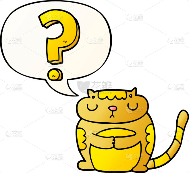 猫,问号,对话气泡框,卡通,可爱的,平滑的,好奇心,图像,演讲,迷惑