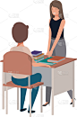 学生,教室,教师,女性,男孩,教科书,书,人,室内,书桌