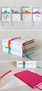 designed by FBA : I drew from this an idea I have been toying with for my bookshelves.  I can run book jacket blanks through my printer: white book covers add a color stripe for each genre and subject (yes, I still value my college books), for a  bright a
