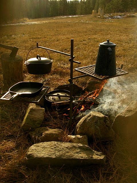 Campfire cooking at ...