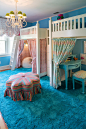 糖果色的梦幻儿童房设计，高低床，二胎房。