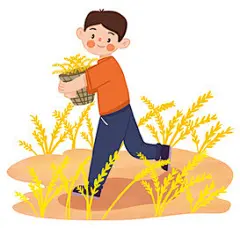 世界粮食日立秋秋天秋分卡通手绘芒种珍惜粮食人物素材